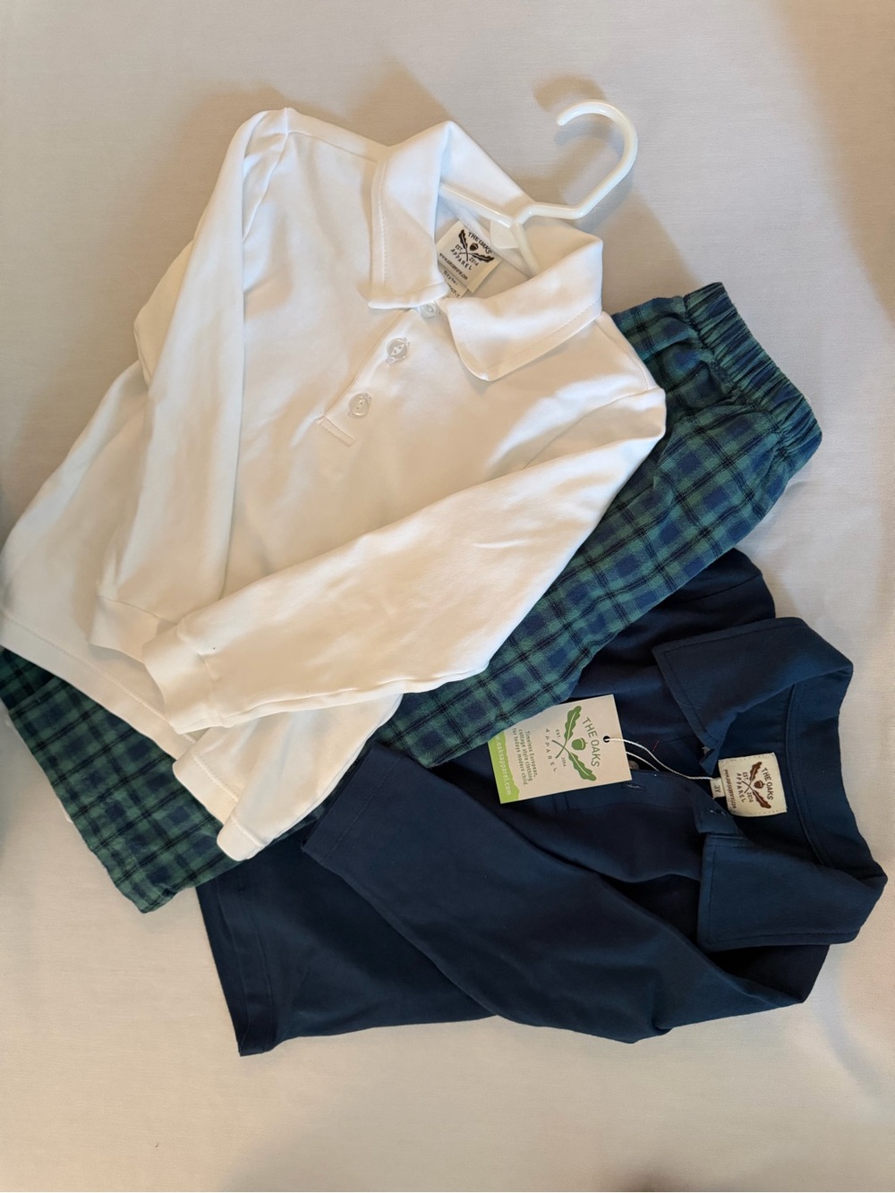 Cecil & Lou plaid pants and The Oaks Apparel Co Long-Sleeve Polo Shirts